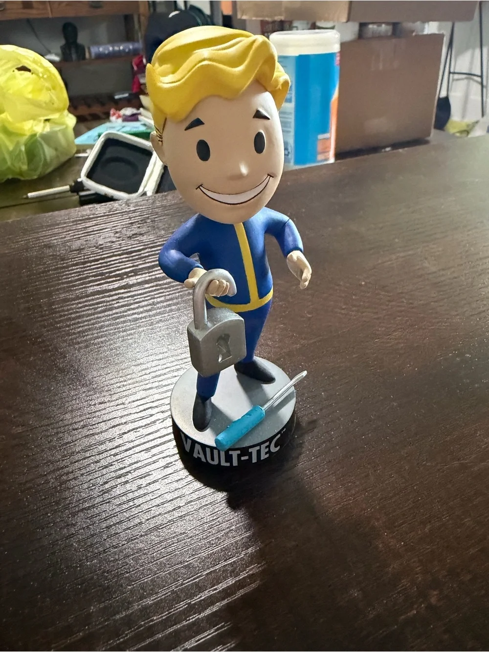 Vault-Tec Vault Boy Bobblehead Collectible - Blue & Yellow